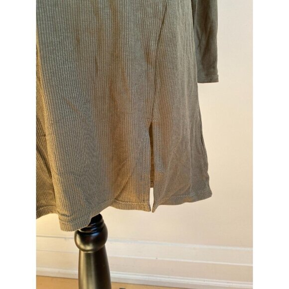 BP Women Fitted Ribbed Olive Dress BNWOT Sz XSmall Front Slit Long Sleeve - Picture 5 of 8